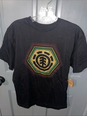 Element Black Tee with Multicolor Hex Leaf Emblem